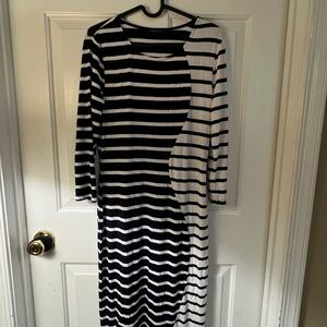 Spense Black and White Long Sleeve Sheath Dress